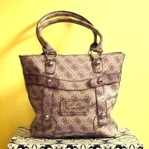 GUESS Eloise Taupe Satchel/Handbag